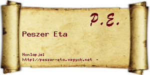 Peszer Eta névjegykártya
